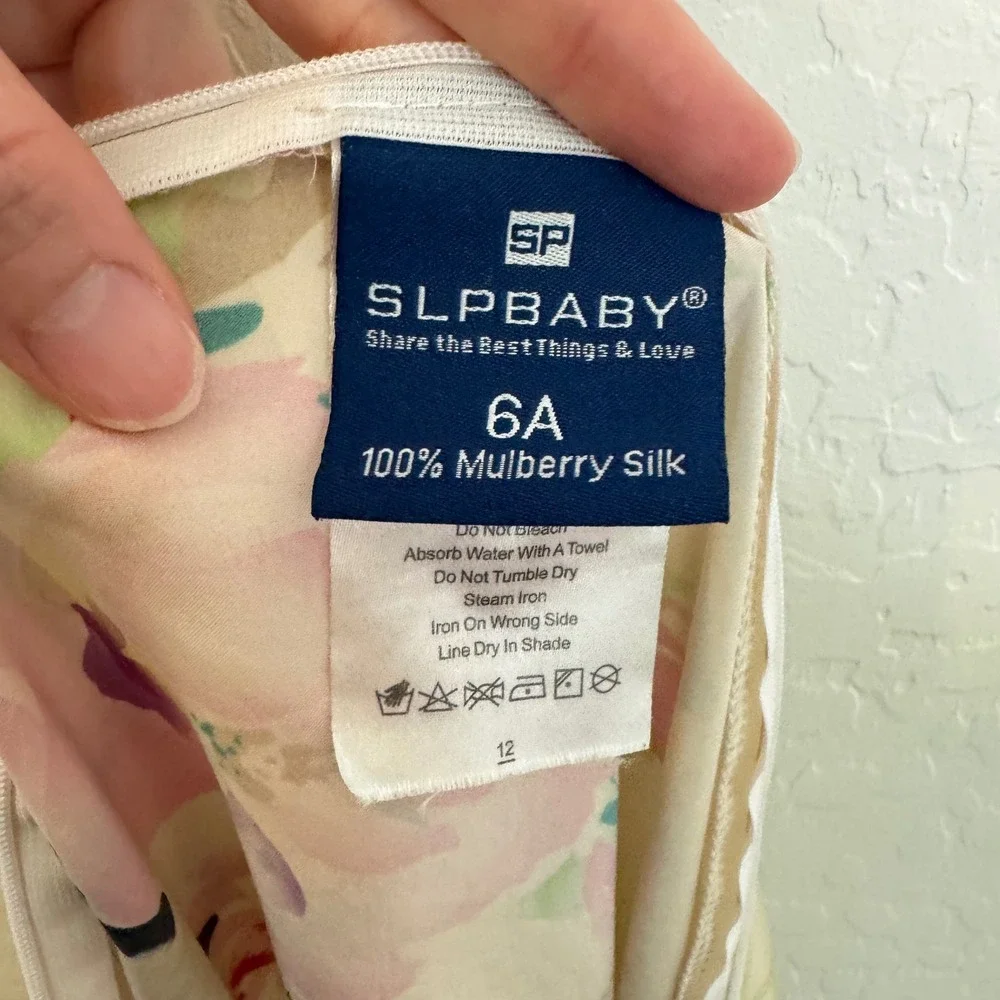SLPBABY Women 100% Mulberry Silk Pillow Case Cream Floral Zipper Side Classy